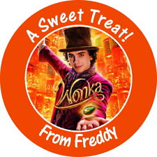 ADESIVOS GLOSS FESTA DE ANIVERSÁRIO ETIQUETAS CONE DOCE WONKA TEXTO PERSONALIZADO comprar usado  Enviando para Brazil