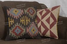 Conjunto de 2 travesseiros decorativos de sofá de lã natural de juta feitos à mão 18x18 polegadas comprar usado  Enviando para Brazil