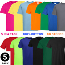 5 PACK Mens T-Shirt Heavy Cotton Plain Short Sleeve Tee 100% Cotton Colors Tee, used for sale  Shipping to South Africa