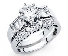 2Ct Round Cut Lab-Created Diamond Bridal Set Wedding Ring 14K White Gold Plated for sale  Shipping to South Africa