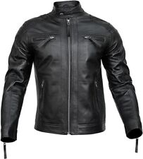 Used, Genuine Black Leather Jacket Men Cafe Racer Lambskin Leather Jacket for sale  Shipping to South Africa