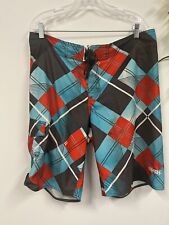 Shorts de natação masculino Billabong Tornado 36 longo surf cinza azul vermelho xadrez comprar usado  Enviando para Brazil