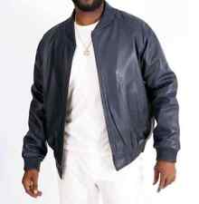 Stylish Men 100% Real Soft Lambskin Leather Navy Blue Bomber Jacket Handmade for sale  Shipping to South Africa