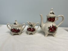 Lily Creek Porcelain Tea Set- Poinsetta Teapot- Creamer- And Sugar for sale  Shipping to South Africa