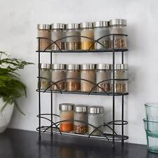 3 Tier Spice Rack Herb Shelf Jar Organiser Free Standing Kitchen Storage Black for sale  Shipping to South Africa