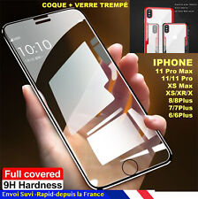 Vitre + Coque etui iPhone 8 7 6S 6 PLUS XR X XS MAX 11 pro Max Housse Protection d'occasion  Mulhouse-