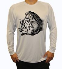 Bass Fish Long Sleeve UPF 30 T-Shirt Fishing Boat Beach Sport UV Protection Gift, used for sale  Shipping to South Africa