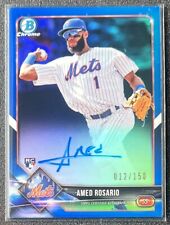 2018 Bowman Chrome Amed Rosario refrator azul automático #012/150 Rookie Mets Rays comprar usado  Enviando para Brazil