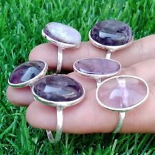 Calming Amethyst Gemstone 925 Sterling Silver Plated Handmade Bezel Lot Rings for sale  Shipping to South Africa