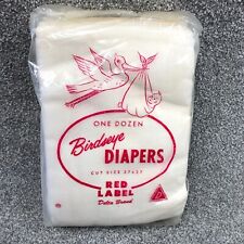 Vintage Baby Diapers Cloth Birdseye Red Label Delta 12  27" X 27" PROP USA NOS  for sale  Shipping to South Africa
