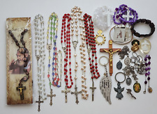 Lote vintage de medallas religiosas católicas rosario pulseras llavero crucifijo cruz segunda mano  Embacar hacia Argentina