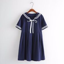 Vestido feminino linha de algodão gola marinheiro faculdade listrado doce vestido feminino comprar usado  Enviando para Brazil