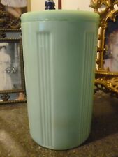 Used, Vintage JADEITE CANISTER CONTAINER Green Milk Glass Depression with LID 7" Tall for sale  Bloomfield Hills
