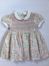 Used, SARAH LOUISE Hand Smocked Pink/Blue Floral Peter Pan Collar Dress Age 18 Months for sale  GRAYS