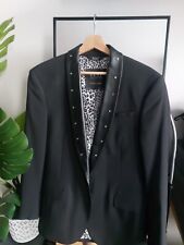 Używany, Zara BEAT Rocker Suit Leather Studded Lapel Shawl 38 Jacket 31 Pants Black Mens na sprzedaż  PL