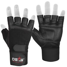 Used, DEFY Real Leather Padded Gym Gloves Fitness Weightlifting Training Long Wrist for sale  Shipping to South Africa