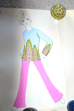 (1) Calça rosa designer Marcel Christians desenho arte original moda década de 1960 20" comprar usado  Enviando para Brazil