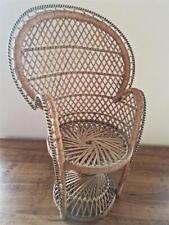 Vintage Retro Wicker Rattan Peacock Doll Chair Plant Stand Boho Twist 40 cm for sale  Shipping to South Africa