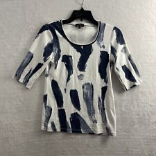 Usado, Blusa de mármore feminina XS geométrica azul branca manga curta pulôver de algodão comprar usado  Enviando para Brazil