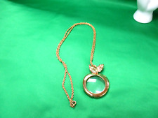 Apple Magnifying Glass Pendant Rope Chain Necklace Gold Tone Signed Avon Vintage for sale  Shipping to South Africa