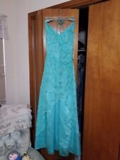 prom dress- beautiful green/blue/aqua/teal long halter size small , used for sale  Shipping to South Africa