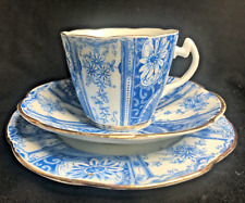 Lovely Antique Tea Set Trio in a Striking Blue & White Pattern by Taylor & Kent for sale  Shipping to South Africa