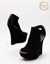 RRP€875 BALMAIN Suede Leather Bootie Sandals US7 UK4 EU37 Rear Zip Platform Sole for sale  Shipping to South Africa