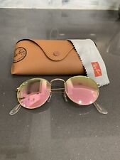 Óculos de sol Ray Ban rb3447 001 redondo metal 50-21, armação dourada/lente rosa espelhada. comprar usado  Enviando para Brazil