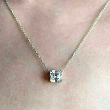 Pingente solitário de diamante corte Asscher 2 quilates 18 "colar acabamento em ouro branco 14k, usado comprar usado  Enviando para Brazil