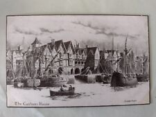 Postcard, Artist Christopher Hughes, Medieval London, The Customs House, Boats for sale  Shipping to South Africa
