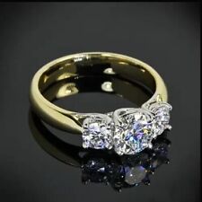 Aliança de casamento feminina de ouro amarelo 14K com diamante simulado corte redondo 2 quilates comprar usado  Enviando para Brazil