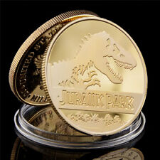 USA Jurassic Park Dinosaur Gold Plated Challenger Commemorative Coin Medal Gift, used for sale  Shipping to South Africa