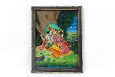 Pintura em vidro reverso Radha Krishna Leela conto de amor moldura de arte em miniatura comprar usado  Enviando para Brazil