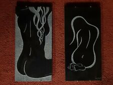 2 Onyx Black GRANITE TILE TEMPO ARTISAN AMY DALLAS "NUDE" CARVED Art, used for sale  Shipping to South Africa