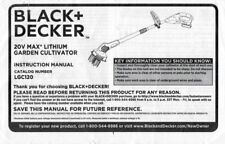 Black & Decker 20V MAX 7 in inalámbrico de iones de litio cultivador de jardín manual del propietario segunda mano  Embacar hacia Argentina
