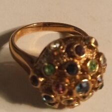 Vintage Gold Plated Multi Color Gemstone Sputnik Dome Ring Sz 7 for sale  Shipping to South Africa