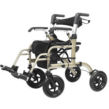 10” Deluxe ELENKER Rollator Walker 2 in 1 Medical Aid Wheelchair Transport Chair for sale  Shipping to South Africa