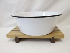 VINTAGE ENAMELWARE ROUND WASH BASIN WHITE w/BLACK TRIM GUC for sale  Shipping to South Africa