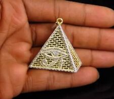 Pingente de prata pirâmide egípcia de diamante simulado redondo 2 quilates ouro amarelo 14k por cima, usado comprar usado  Enviando para Brazil