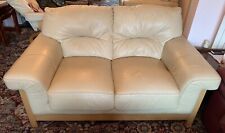 Cream leather sofa for sale  LONDON