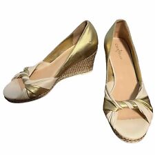 Cole Haan Women Sz 8B Air Ava Leather Open Toe Espadrilles Wedge Pumps Sandals, used for sale  Shipping to South Africa