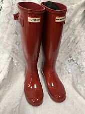 The Original Hunter Rust- Orange Glossy Tall Rain Boots With Boots Socks Size 6 for sale  Shipping to South Africa