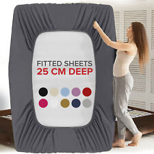 Full Fitted Bed Sheet Extra Deep 25 cm Single Double Super King Size Sheets UK for sale  Shipping to South Africa