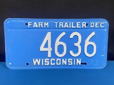 1978 Wisconsin Farm Trailer Placa de Licença Vintage - Azul Pó, usado comprar usado  Enviando para Brazil