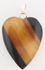 Pingente de chifre genuíno em forma de coração em camadas preto e dourado com corrente de prata esterlina comprar usado  Enviando para Brazil