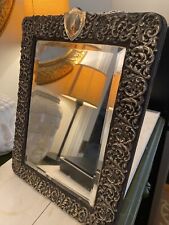 Used, Antique Mirror Sterling Silver Ornate Frame With Crest And Monogram Wood Silk for sale  Shipping to South Africa