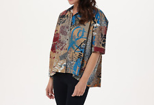 Attitudes by Renee Button Front Printed Shirt Jacket Taupe Origami, LARGE, used for sale  Shipping to South Africa