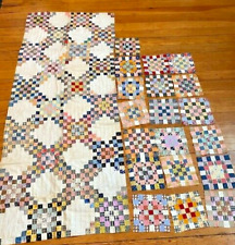 Antique Unfinished Postage Stamp/Irish Chain Quilt Top & 19 Blocks 1" squares for sale  Shipping to South Africa
