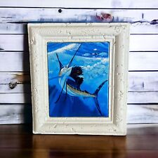 "Swing & A Miss"  by Guy Harvey Tile Art Encased Frame Marine Wildlife Painting for sale  Shipping to South Africa