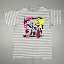 Camiseta gráfica a rayas vintage años 90 Pepsi estampado de neón gris L  segunda mano  Embacar hacia Mexico